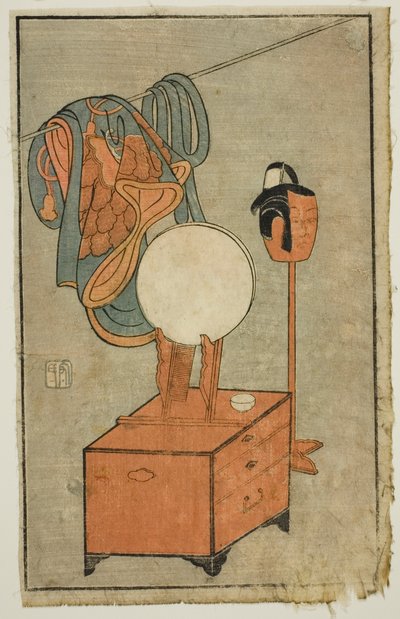 Acteurskaptafel, uit "Een plaatjesboek over toneelfans (Ehon butai ogi)". door Ippitsusai Bunchō