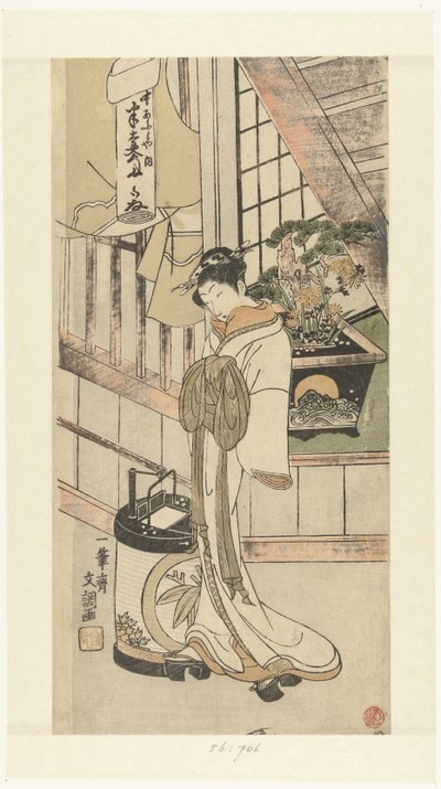 Courtisane Handayu uit het Naka-omi huis door Ippitsusai Bunchō
