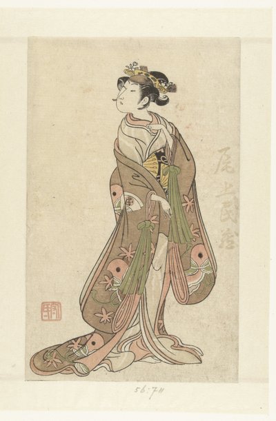 De acteur Onoe Tamizo I in vrouwenrol door Ippitsusai Bunchō