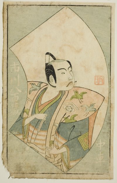 De Acteur Ichikawa Yaozo II, uit "Een Prentenboek van Toneelwaaiers (Ehon butai ogi)" door Ippitsusai Bunchō