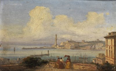 Baai van Genua door Ippolito Caffi
