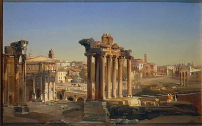 Italië, Rome, Uitzicht op het Forum Romanum met Tempel van Saturnus door Ippolito Caffi door Ippolito Caffi