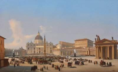 Piazza San Pietro, Rome door Ippolito Caffi