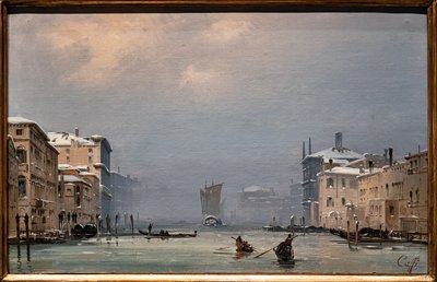 Sneeuw en Mist op het Grote Kanaal door Ippolito Caffi