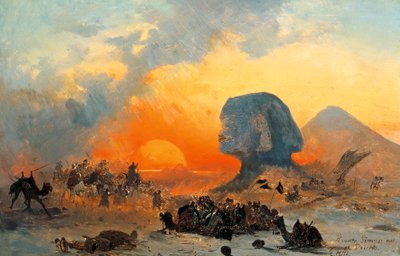 De Simoun-wind in de woestijn door Ippolito Caffi