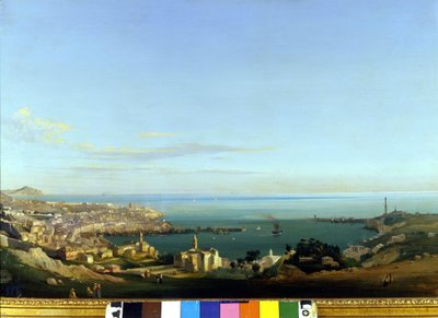 Zicht op Genua. Schilderij door Ippolito Caffi, rond 1840. Genes, Nervi. Galleria d