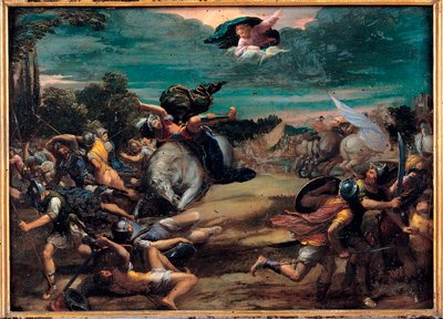 De bekering op de weg naar Damascus (Sint Paulus) - Schilderij van Ippolito Scarsellino (1551-1620) door Ippolito Scarcella