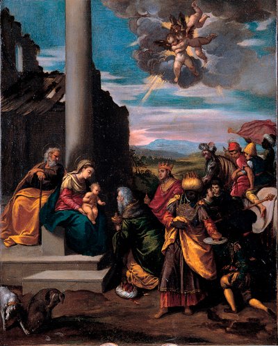 De aanbidding der wijzen door Ippolito Scarcella