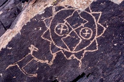 Anasazi rotstekeningen in New Mexico door Ira Block