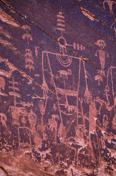 Anasazi-rotstekeningen - Utah is rijk aan Anasazi-klifwoningen en rotstekeningen. door Ira Block