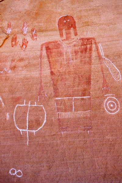 Rotstekeningen van de Anasazi en andere pueblo-bewonende vroege bewoners van de Four Corners door Ira Block
