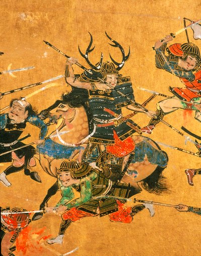Samurai - 2 panelen die een detailscène uit de Slag bij Osaka tonen, 2005 door Ira Block