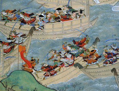Rol van de Slag bij Dannoura waar de Heike-clan vecht tegen de Genji-clan, 2005 door Ira Block