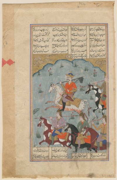 Faridun leidt de Perzen tegen de tiran Zahhak Manuscriptverlichting uit het epische Shahna door Iranian Master
