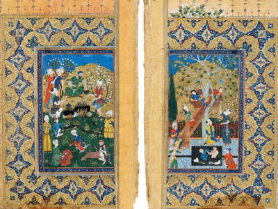 Picknick. Miniatuur uit Yusuf en Zalikha Legende van Jozef en Potifars vrouw door Jami door Iranian Master