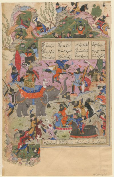 De Slag van Iskandar met de Zanj uit een Manuscript van de Khamsa van Nizami door Iranian Master
