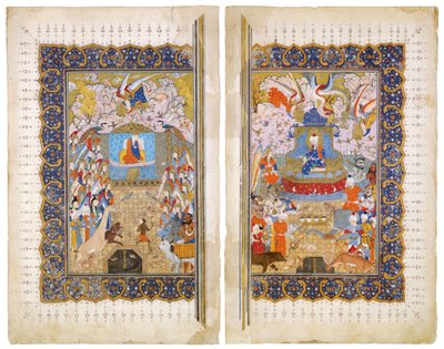 De Koningin van Sheba en Koning Salomo Manuscriptverlichting uit het epische Shahname door Ferdowsi door Iranian Master