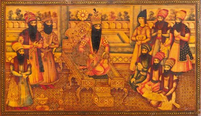 Detail van een Qajar-kist door Iranian School
