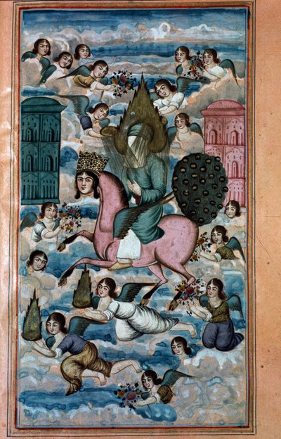 MS. Nezami, Layla en de legendarische reis van Mohammed naar de hemel, uit het epische gedicht van Nezami door Iranian School