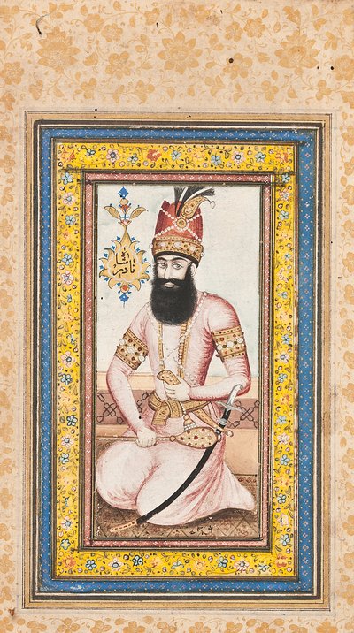 Portret van Nadir Shah, een van een paar met Karim Khan Zand, Qajar Iran door Iranian School