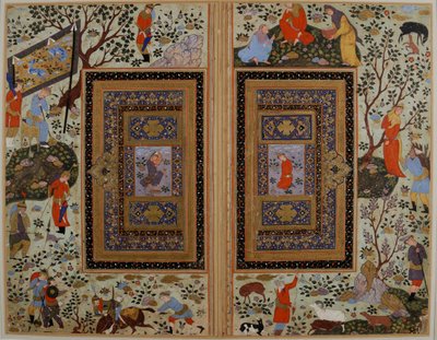 Dubbele pagina. Iran, Isfahan, begin 17e eeuw door Iranian master.