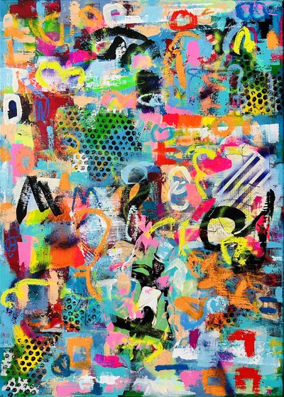 Levendige abstracte graffiti door Irene Chua