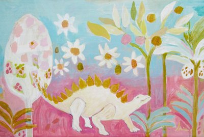 Pastelkleurige dinosaurus-tuin door Iria Fernandez