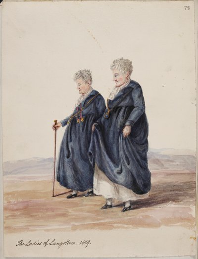 Lady Eleanor Butler en Miss Sarah Ponsonby, De dames van Llangollen, c.1816 door Irish School