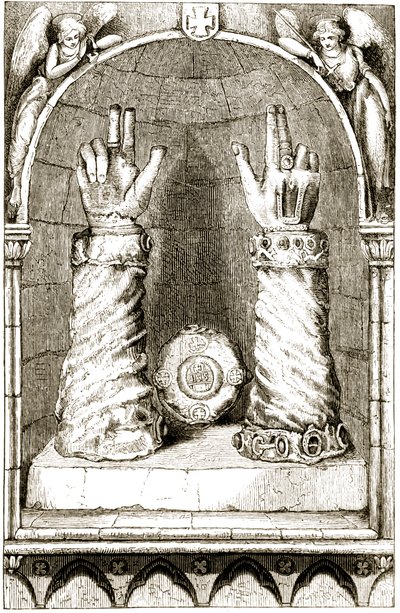 Heiligdom van St. Patricks hand, uit The Trias Thaumaturga, of Three Wonder-Working Saints of Ireland, door Mary Cusack, gepubliceerd ca. 1890s door Irish School