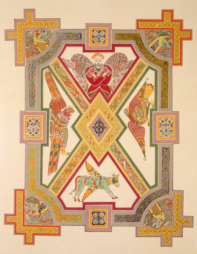 De Vier Evangelisten, uit een facsimile kopie van het Book of Kells, uitgegeven door Day & Son door Irish School