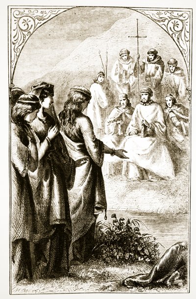 De visie van de synode van geestelijken, uit The Trias Thaumaturga, of Three Wonder-Working Saints of Ireland, door Mary Cusack, gepubliceerd ca. 1890s door Irish School