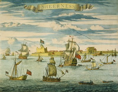 Sheerness, Kent, gegraveerd door Johannes Kip door Isaac (after) Sailmaker