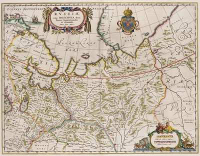 Kaart van Rusland Uit: Partes Septentrionalis et Orientalis door Isaac Abrahamsz. Massa