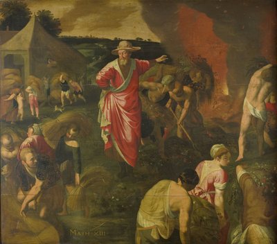 Parabel van het onkruid tussen de tarwe door Isaac Claesz. van Swanenburg (attributed to)