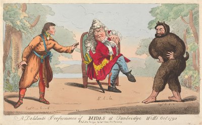 Eine Delitanti-Aufführung von Midas in Turnbridge Wells, Oktober 1792 door Isaac Cruikshank