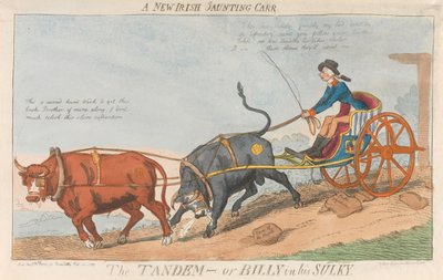 Ein neuer irischer Jaunting Carr. Das Tandem - oder Billy in seinem Sulky door Isaac Cruikshank