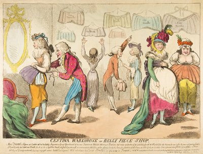Cestina Magazijn of Buikstuk Winkel, pub. 1793 door Isaac Cruikshank