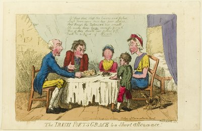 Ierse dichters genade voor korte toelage! door Isaac Cruikshank