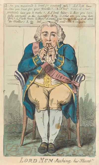 Lord Mum, der an seinem Daumen lutscht door Isaac Cruikshank