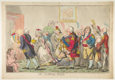 De huwelijksnacht, 20 mei 1797 door Isaac Cruikshank