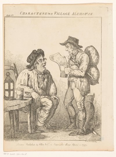 Twee mannen in een dorpscafé te Derbyshire door Isaac Cruikshank