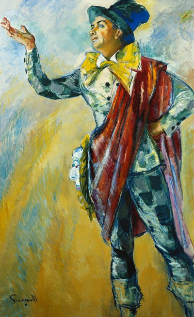Portret van Karl Gerhard als Thesbis, staand op volledige lengte door Isaac Grunwald