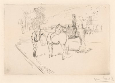 Amazone met begeleider door Isaac Israels (signed by artist)