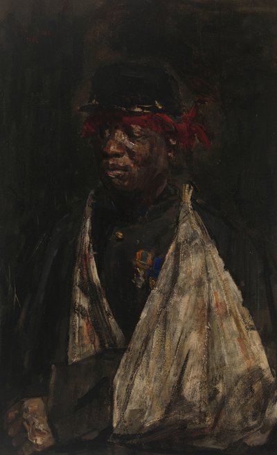 Portret van een Gewonde KNIL Soldaat door Isaac Israels (signed by artist)
