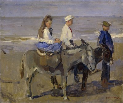 Jongen en meisje op ezels door Isaac Israels