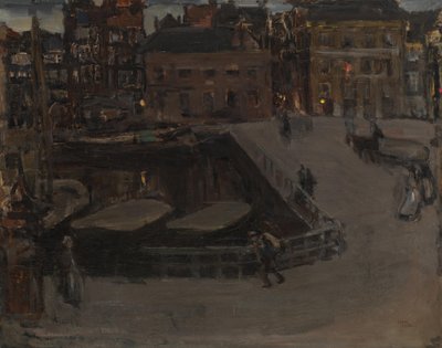 Damrak bij avond door Isaac Israels