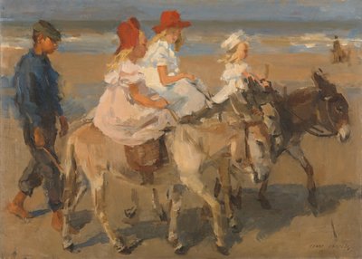 Ezelritten op het strand door Isaac Israels