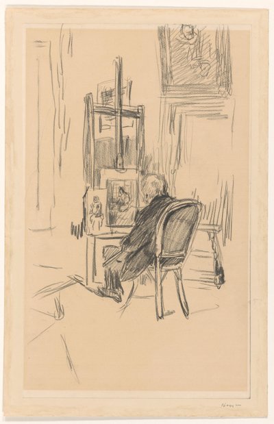 Jozef Israels in zijn atelier door Isaac Israels
