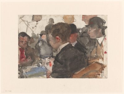 Kaartende mannen in een café door Isaac Israels