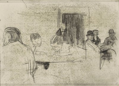 Mannen aan tafels, mogelijk in een café door Isaac Israels